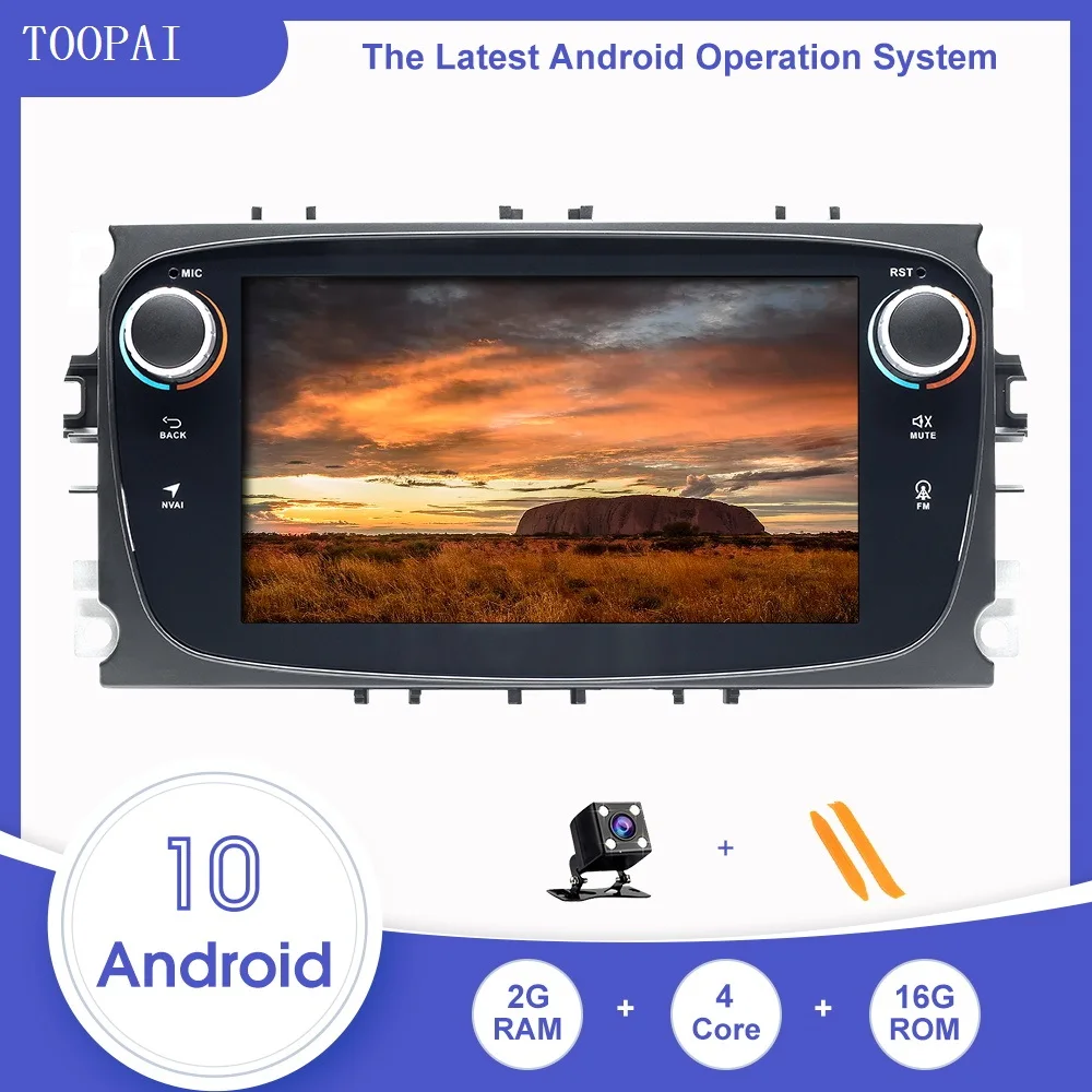 Автомобильный мультимедийный плеер TOOPAI для Ford Focus 2 3 mk2 Mondeo 4 Kuga Fiesta Android 10 0 DVD с GPS Navi
