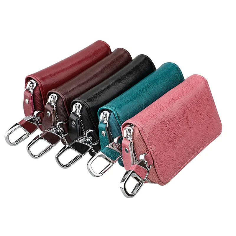 

Genuine Leather Key Holder Men 12 Rings Key Wallets Car Keys Organizer Housekeeper Women Keychain Zipper Key Bag