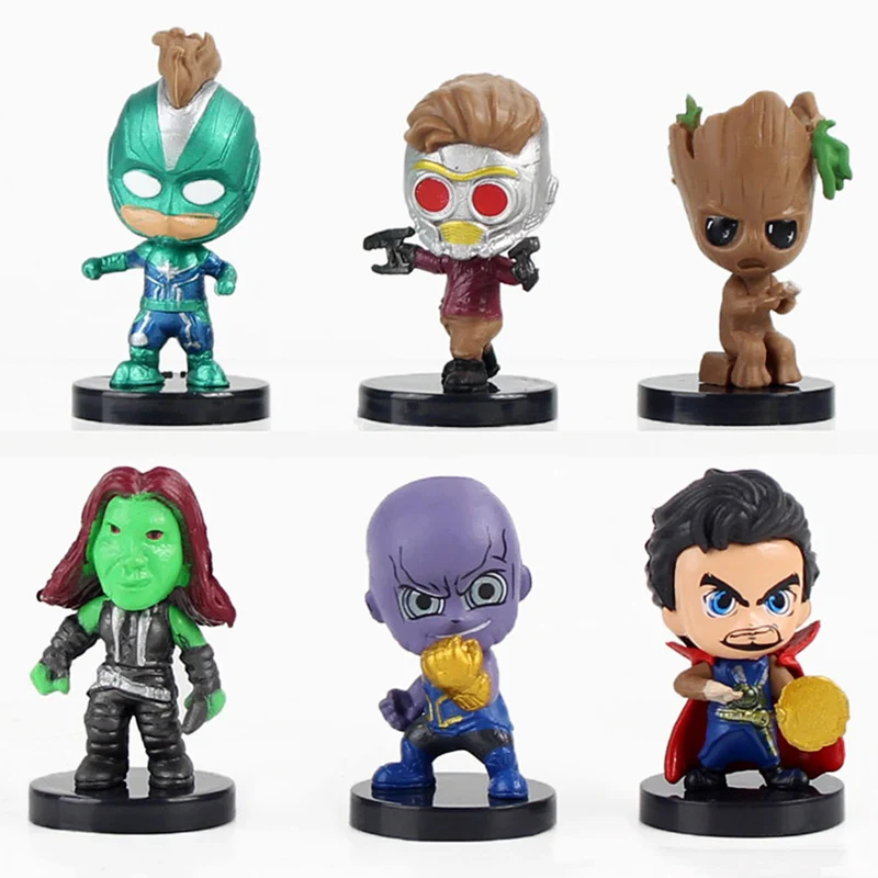 

6pcs/lot Endgame Avengers Figures Thanos Doctor Strange Star Lord Gamora Captain America Starforce Model Toys