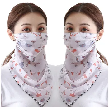 

2 Pack Women Sun Mask Chiffon Neck Gaiter Sun Proof Face Mask Outdoors Sunscreen Scarf 2020 New Riding Echarpe Hiver Femme