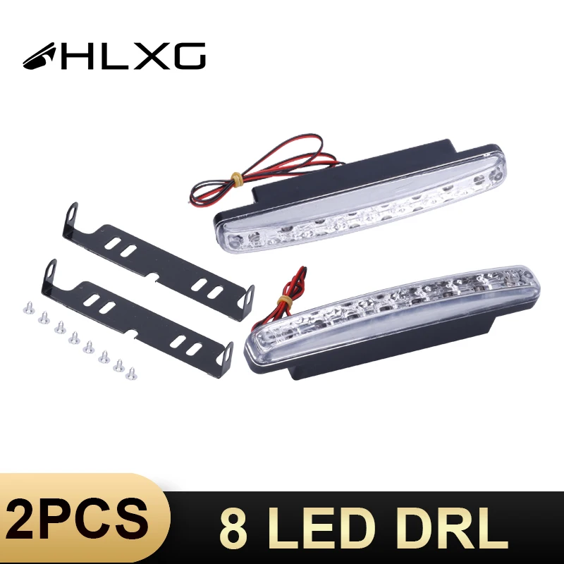 

HLXG 2Pcs 8 Led Universal Drl Daytime Running Light Daylight Led 12V Truck Auto Replacement Parts Daylight Car Vehicles Lights