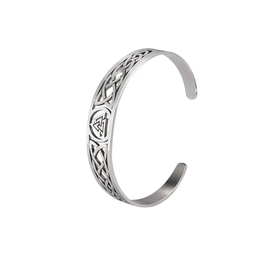 Valknut 2 Skyrim Viking Triskelion Valknut браслет из нержавеющей стали Trisceli Sicily Symbol Винтаж Wicca манжета браслет для мужчин и женщин ювелирные изделия - Окраска металла: Valknut 2