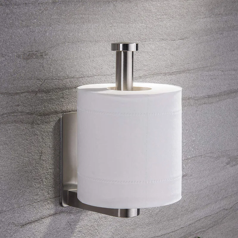 Stainless Steel Wall Toilet Paper Roll Holder Black Silver Self Adhesive Toilet Paper Holder for Bathroom Stick Wall Towel Rack
