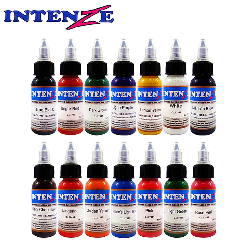 Набор из 14 цветных пигментов 30 мл/бутылка чернил для татуировок перманентной