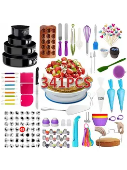 

Beginner Cake Decorating Kit Kitchen Gadget 341 Baking Pastry Tool Kit with Non-Slip Base Suitable cake decorating tools