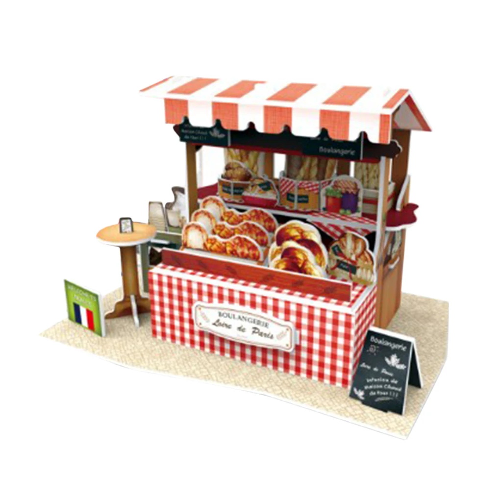 Handmade Toys 1/24 Miniature Dollhouse Kit Decorations with Furnitures DIY Puzzle House Crafts Kits - 3D Bread Shop Model