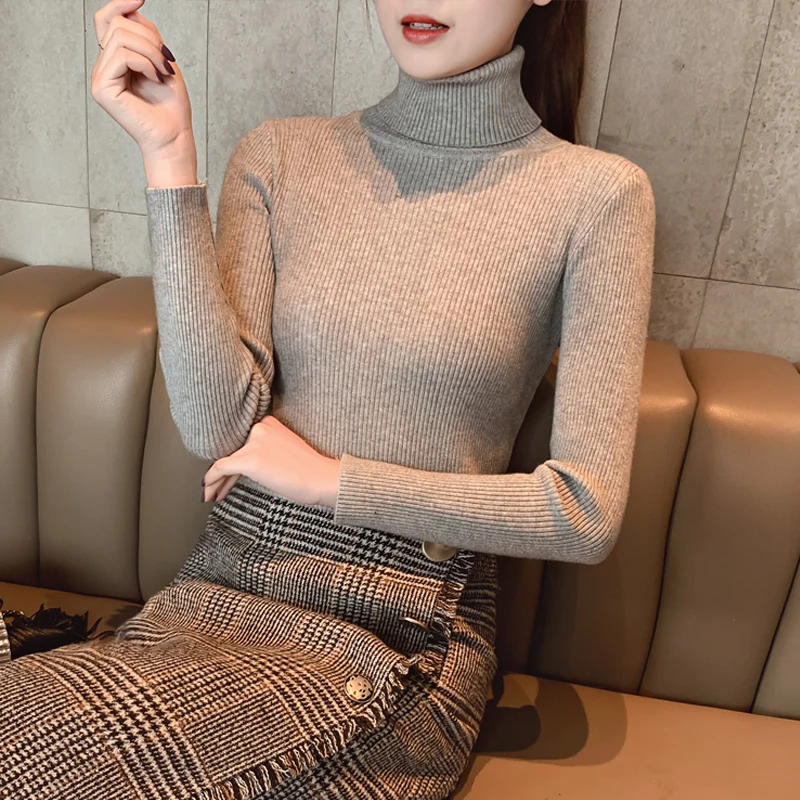 

2019 New Winter Women Sweaters Fashion Turtleneck Batwing Sleeve Pullovers Loose Knitted Sweaters Female Jumper Tops