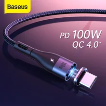 Baseus — Câble magnétique USB micro et type C 100W PD, charge rapide, compatible avec Rdmi Note 9S Huawei P40 et MacBook Pro