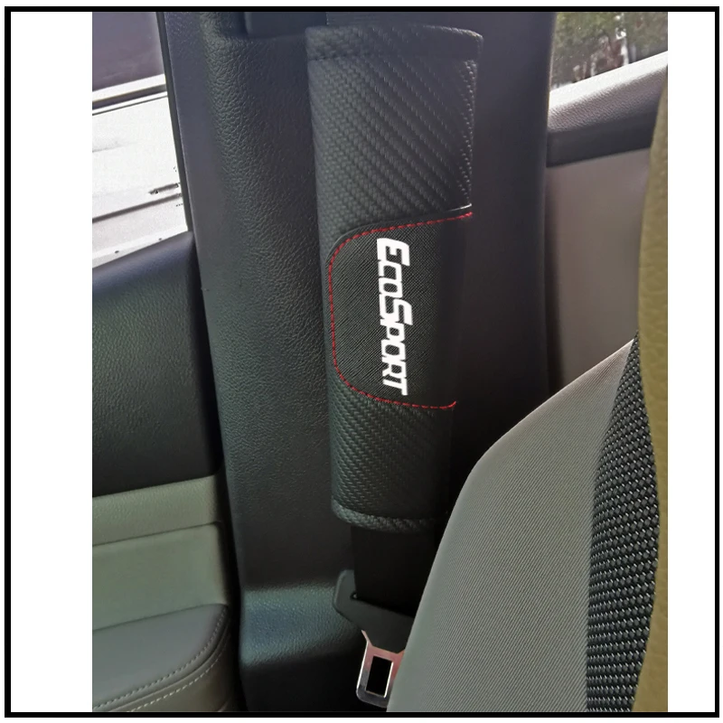 Для Ford Ecosport 2 шт. карбоновая кожа Накладка для ремня безопасности автомобиля Авто Ремень безопасности Наплечная накладка автомобиля Стайлинг автомобиля аксессуары