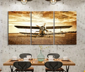 

Retro Style Old Biplane Picture Wall Paintings Vintage Airplane Poster HD Wall Picture for Living Room Decor