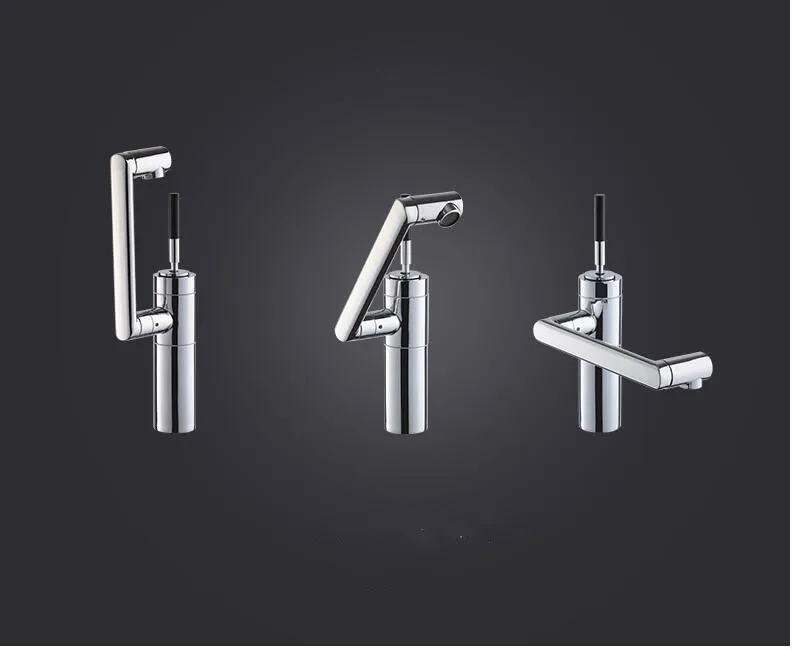 Vidric New wash head Basin Faucet Single Lever 1080 Rotation Spout Modern Brass Mixer Tap Bathroom Basin Water Sink Mixer Chrome