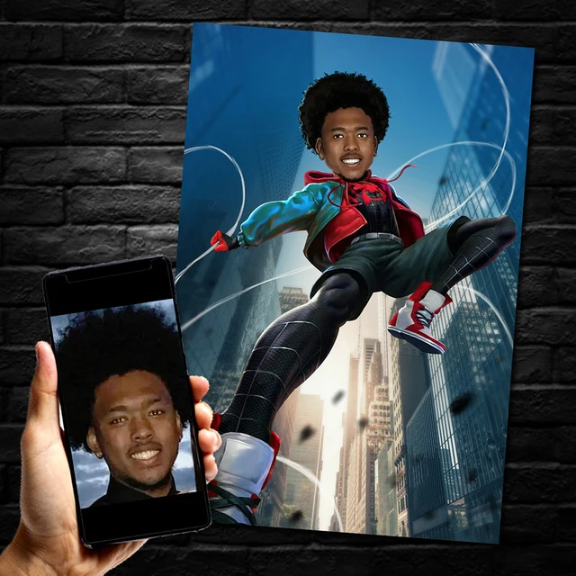Marvel Personalized Family Portrait Canvas Painting Custom Spiderman Poster Wall Art Room Home Decoration Picture Birthday Gift DS6016
