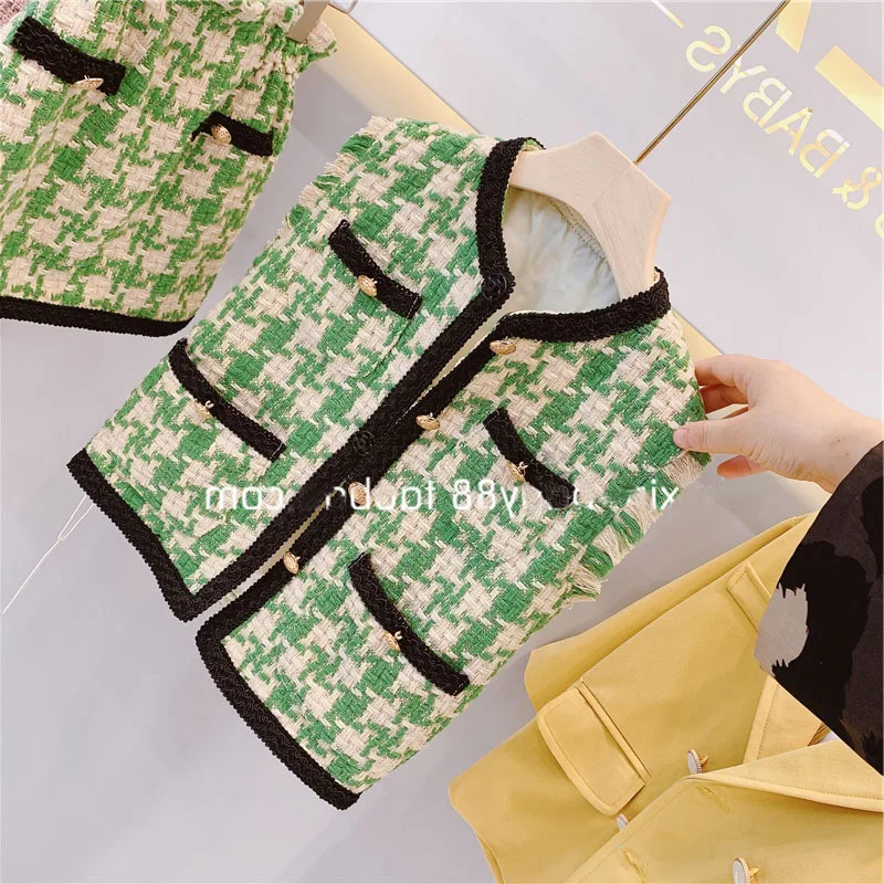 

Autumn Girls Gas Graceful Set Children Elegant Waistcoat + Shorts Classic Two-Piece Set Childrenswear