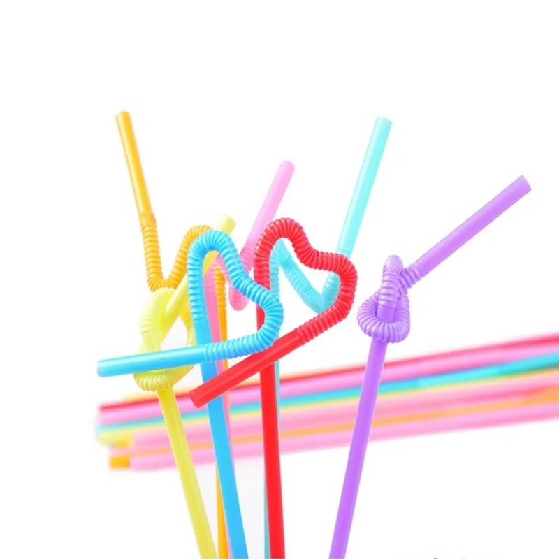 100pcs Flexible Drinking Straw Food Grade Colorful Extra Long Disposabl Straws Cocktail Plastic PP | Дом и сад
