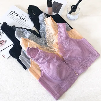 

Black Lace Non-sponge Ultra-thin Bra Adjustable Women's Vest Underwear Full Cup Large Size Non-steel Ring Push Up Bras