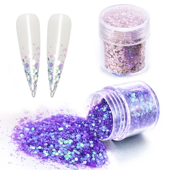 

beauty 1Box Pink Rose Colorful Nail Glitter Dust Fine Mix 3D Nail Sequins Acrylic Glitter Powder Large Nail Art Tips Decoration