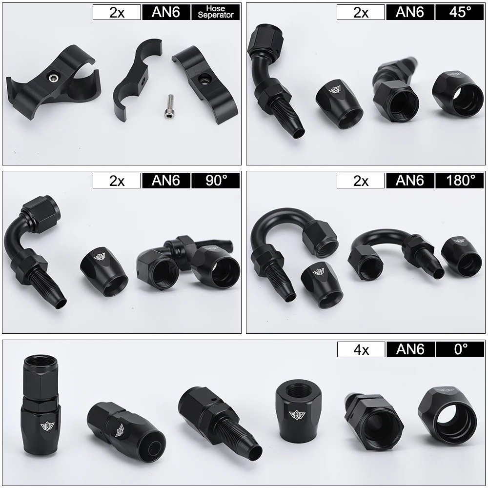 Fuel Hose 5Meter 6AN AN6 & Stainless Steel Braide Oil Fuel Hose Line +AN6 Hose End Ftting Adapter Oil Kit With Clamps hose clamps fuel hose hose end fitting adapter fuel adapter fitting