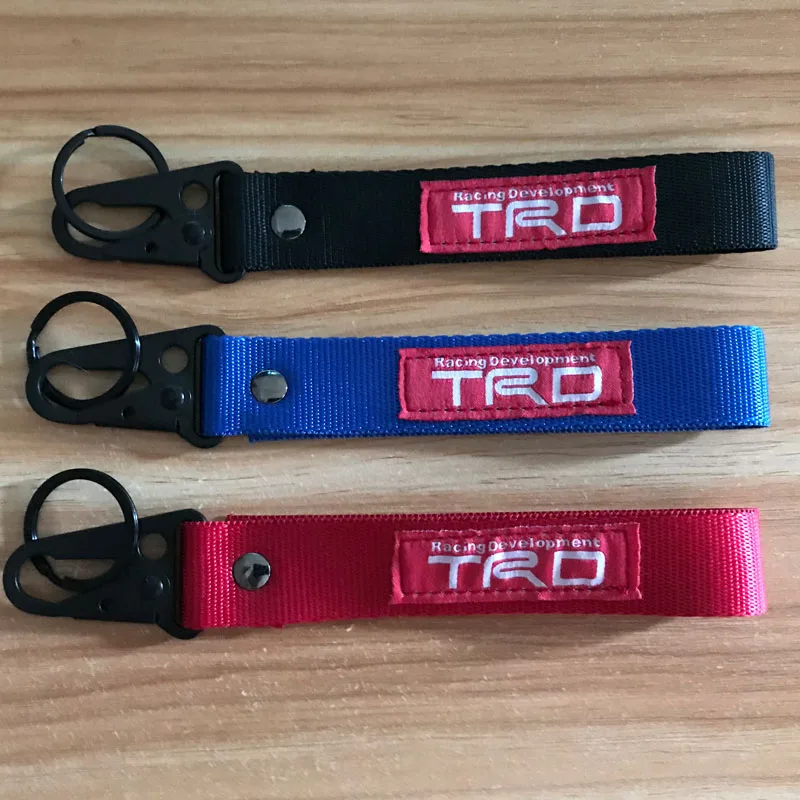 

Car Seat belt material nylon cloth keychain embroidery stitching for TRD Racing emblem for toyota auto accessories