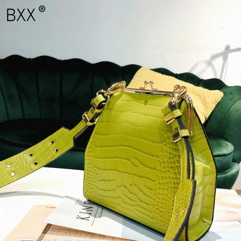 

[BXX] Women's Single Shoulder Crossbody Bag All-match Flap 2019 Autumn Crocodile Pattern Bag Genuine Leather Package HI041