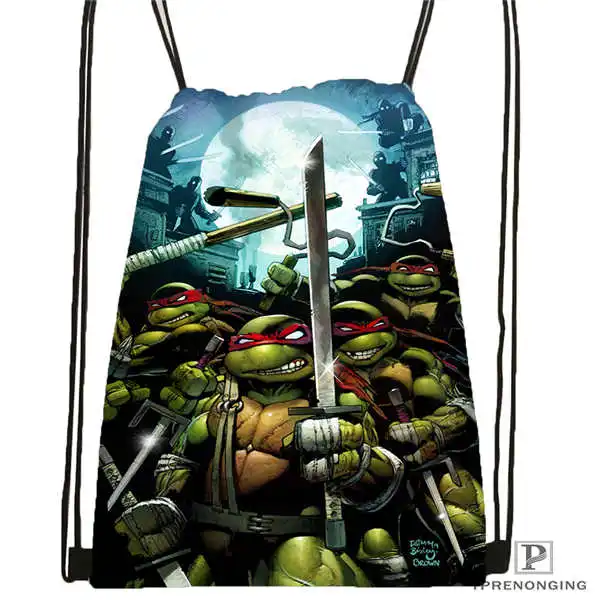 Drawstring Backpack Пользовательские Черепашки-ниндзя, походная сумка на шнурке, милый рюкзак для детей(черная спинка) 31x40 см#180531-03-16 - Цвет: Drawstring Backpack