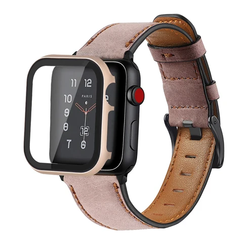 Cow Leather strap for Apple watch band 44mm 40mm iWatch 42mm 38mm watchband bracelet Apple watch 4 3 5 se 6