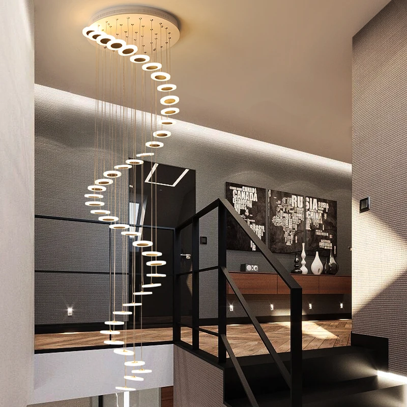 Спиральная люстра на лестницу для лестничной площадки гостиничный зал высокий Декор на потолок длинная люстра художественный Декор подвесная Подвесная лампа