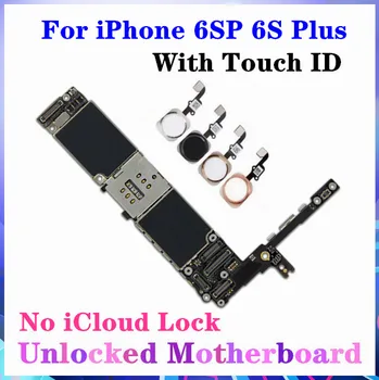 

For iphone 6s plus Motherboard 100% factory unlocked With Touch ID No iCloud Lock With IOS Update Good fingerprint functions