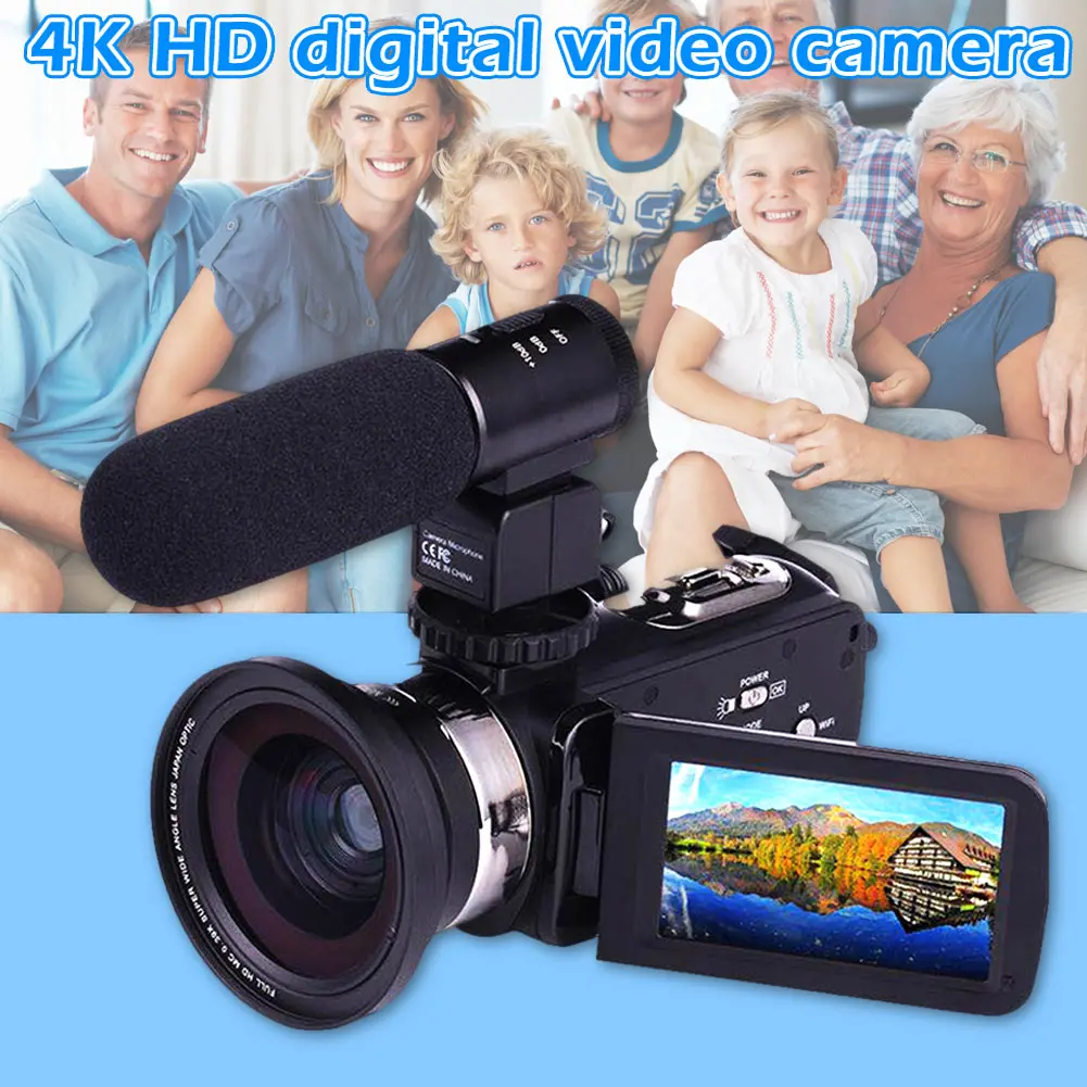 

4K WiFi Ultra HD 1080P Digital Video Camera Camcorder DV with Lens+Microphone OUJ99