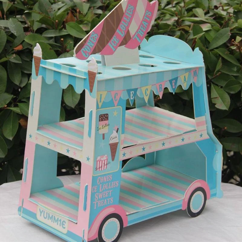  Ice Cream Van Stand Cars Display Stand Cupcakes Event Party Disposable Birthday Decoration Cupcake 