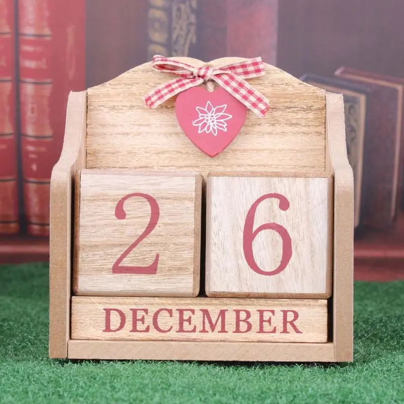 Винтажный деревянный вечный календарь месяц и день дисплей вечные блоки реквизит для фотосъемки аксессуары для рабочего стола украшения дома офиса