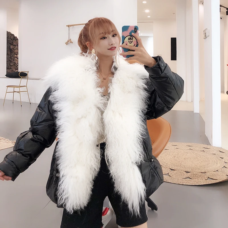 

European Women Winter Coat Down Cotton Padded Loose Women Jackets Outerwear Real Fur Collar Parkas Casual Clothes Plus Size