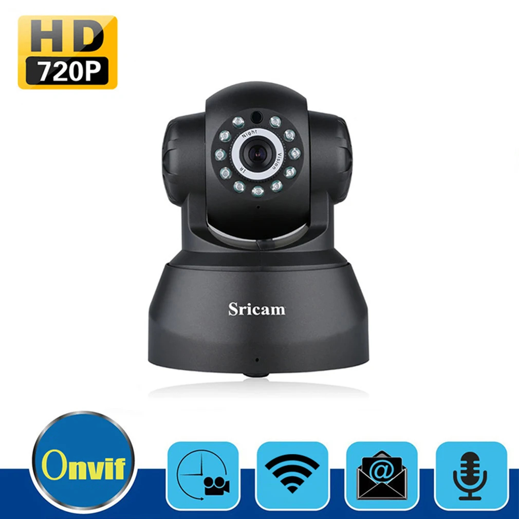 

Sricam SP012 720P Wireless IP Camera Mini Camera ONVIF Home Security Camera Wifi Pan/Tilt Surveillance P2P Baby Monitor 1.0 MP