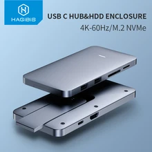 Hagibis USB-C Hub Met M.2 Harde Schijf Behuizing Voor Macbook Pro Type-C Ssd Case Met Usb 3.1 Pd 4K Hdmi-Compatibel Sata Sd/Tf