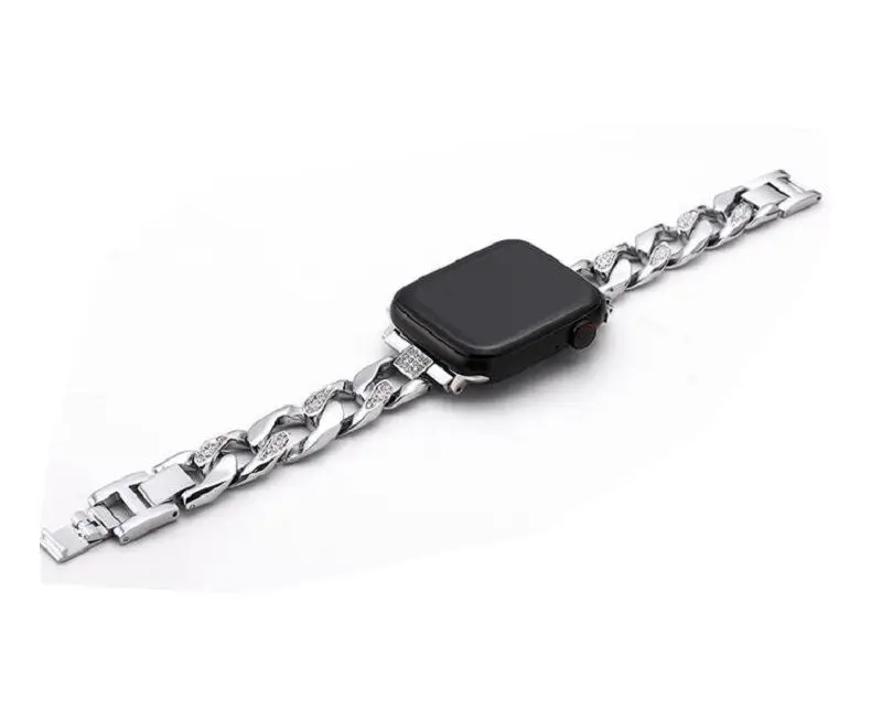 Metal Diamond Bracelet Chain Smart Watch Strap Stainless Steel Bracelet for Watch 1/2/3/4/5/6
