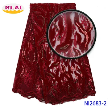 

Christmas Red africa lace african fashion dresses nigeria lace flower fabric Velvet Sequin lace fabric Ni2683