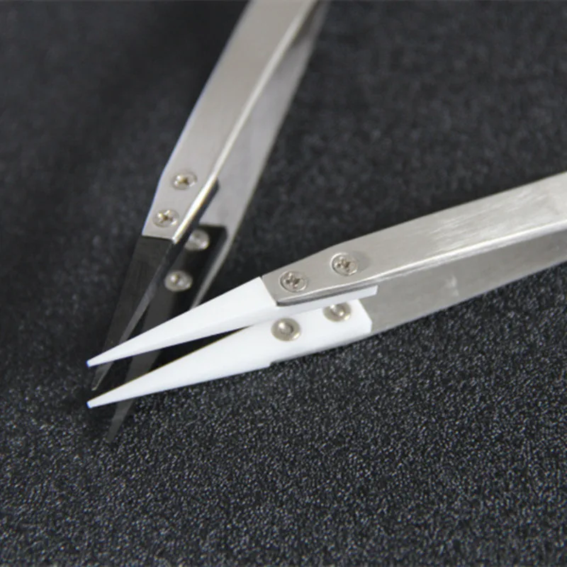 Straight Aimed Ceramic Tweezers For Electronics Soldering With