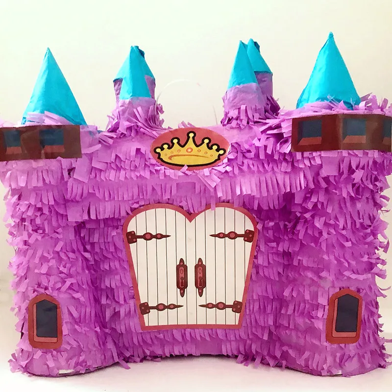 

Pink Castle Pinata Baby Shower Decorations Palace Shape Candy Container Kids Birthday Party Beating Props Event Decor