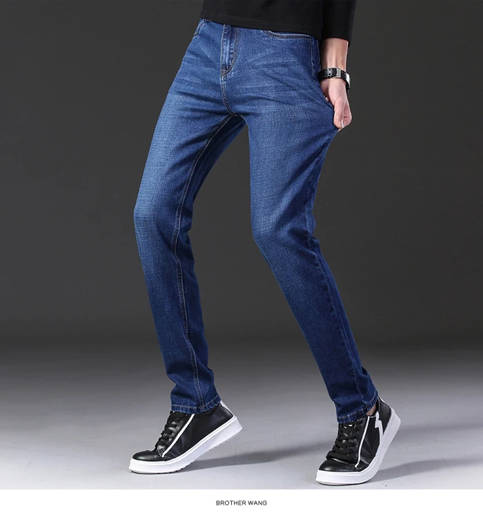 2021 New Men's Stretch Regular Fit Jeans Business Casual Classic Style Fashion Denim Trousers Male Black Blue Gray Pants