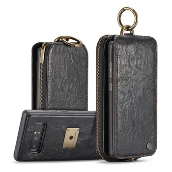 

Retro leather case For Samsung note 8 2 in 1 detachable flip card slot for Samsung galaxy note 8 waist hanging zipper wallet