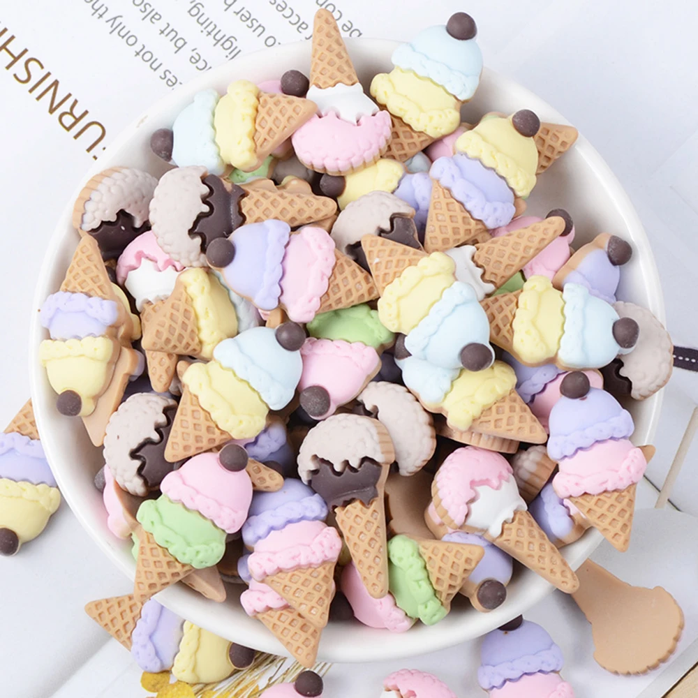 

10 Pcs/lot Resin Simulation Ice Cream Slime Fluffy Charm Filler Children's Creative Toys Kids Interactive Tools Clay Mould
