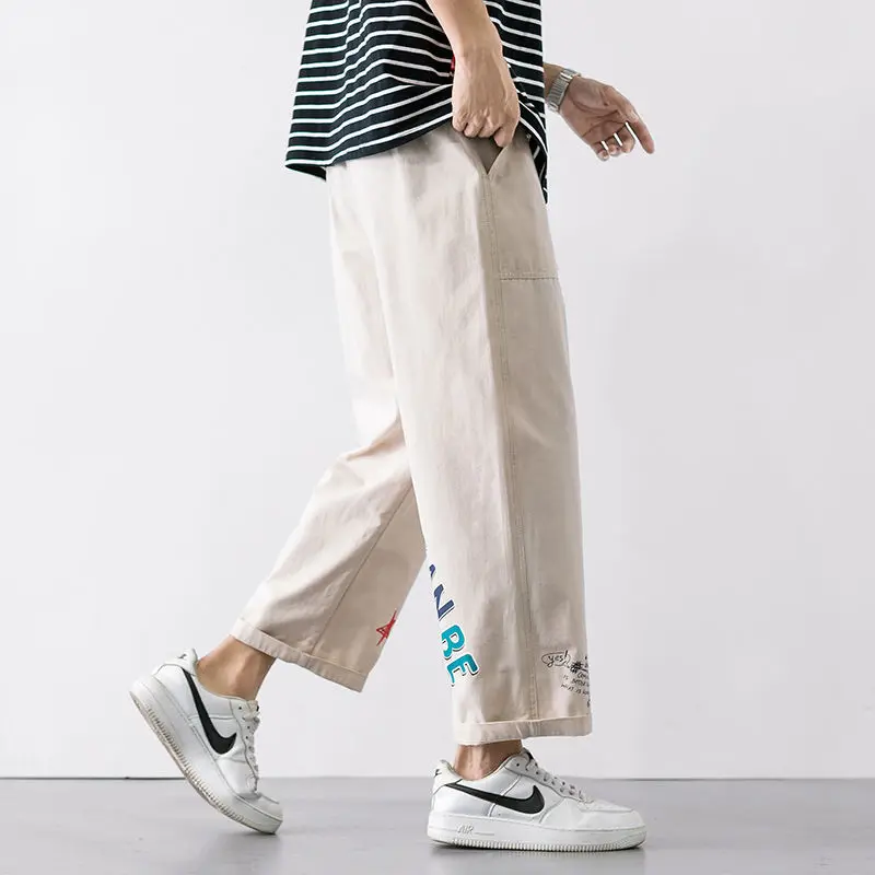 Male Harajuku Anime Cargo Sweatpants Baggy Streetwear Wide Leg Oversize Ankle-length Casual Sport Trousers wide leg pants wide leg sweatpants men cargo pants