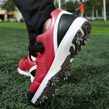 

New Professional Quick Lacing Golf Shoes Men Anti Slip Spikes Golf Sneakers Men Size 39-45 Outdoor Grass Sport Shoes for Golfers