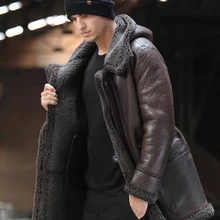 Двустороннее меховое пальто для мужчин, меховое пальто средней длины, модное утепленное теплое пальто, мужская куртка из натуральной кожи, пальто из натурального меха