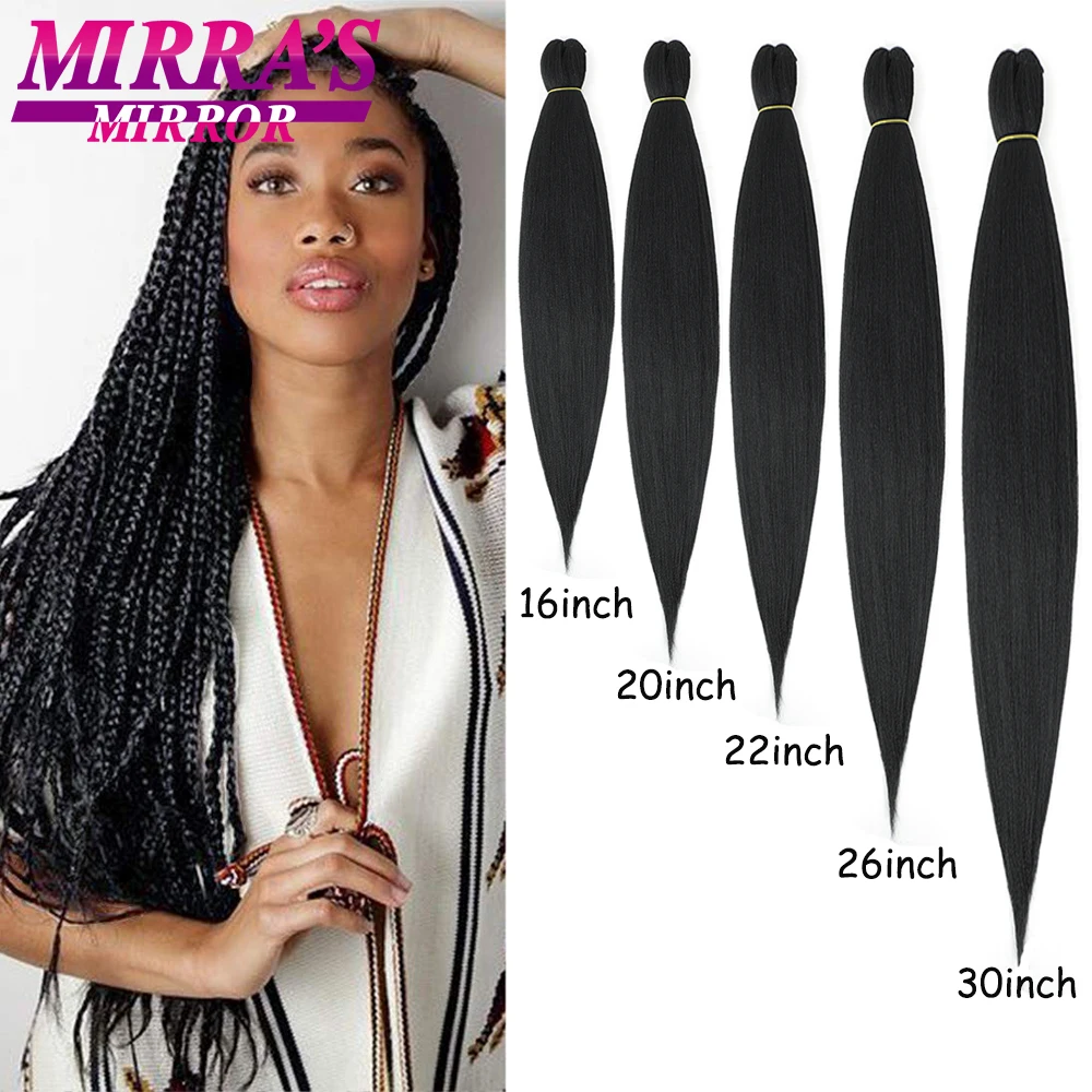 Barato Mirra's Mirror Easy Jumbo-extensiones de cabello con trenzas de 16, 20, 22, 26 y 30 pulgadas, pelo trenzado sintético para Mujeres Afro, textura Yaki YDwpedkVOx5