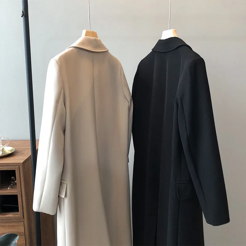 Autumn Women Woolen Coat 2020 Turn Down Collar Double Breasted Long Wool Coat Camel Women Warm Coat Casaco Feminino (22)