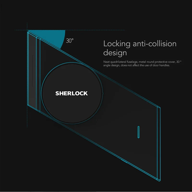  Xiaomi Sherlock S2 Bluetooth Wireless Electric Smart Lock Fingerprint Password Door Home Keyless AP
