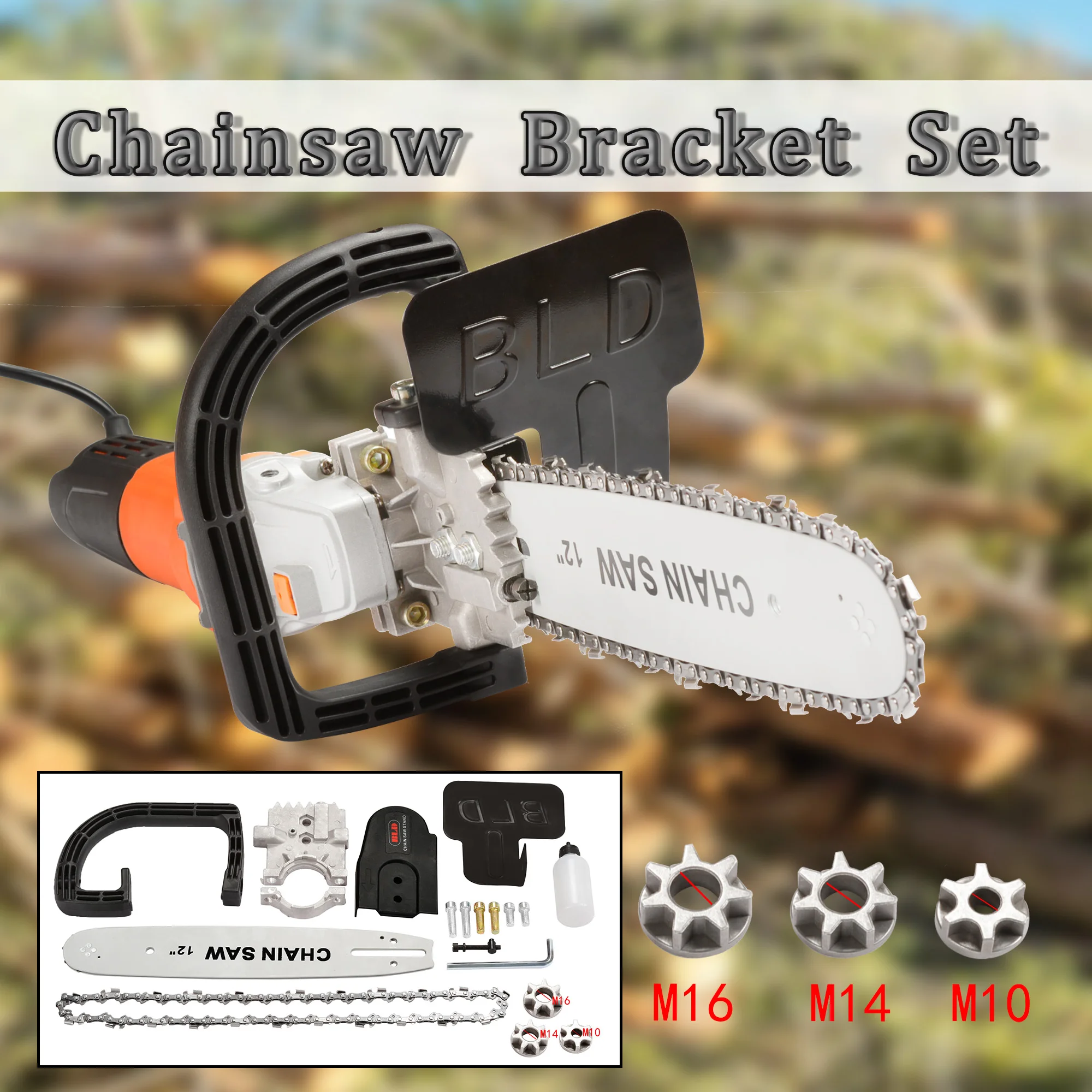 11,5/12 дюймов кронштейн для цепной пилы изменен 100 125 150 электрический угловой шлифовальный станок M10/M14/M16 в цепную пилу деревообрабатывающий Электроинструмент набор