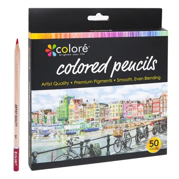 

Colore 50 Colors Colored Pencils Pre-Sharpened Pencils Set Drawing Coloring Pens Art Supplies