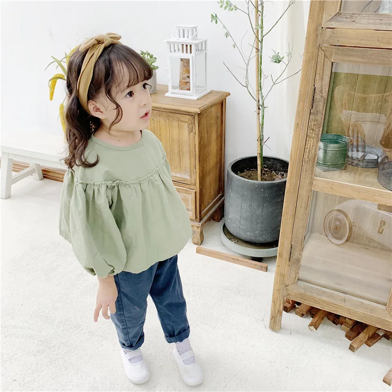 Детская одежда; осенняя одежда; стиль для девочек; Осенняя рубашка с длинными рукавами в Корейском стиле; рубашка для девочек; 19611