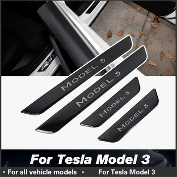

2017-2020 For Tesla Model 3 Pedal Protection Strip Model3 Door Sill Decoration Wrap Cover carbon fiber Protection Accessories